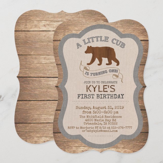 Invitación de cumpleaños número 1 de cachorro de o (Anverso / Reverso)