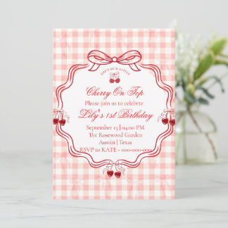 Invitación de cumpleaños número 1 de Cherry | Lazo