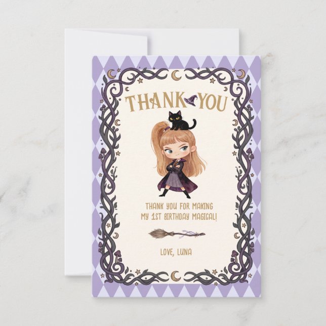 Invitación de cumpleaños número 1 de Chibi Witch W (Anverso)