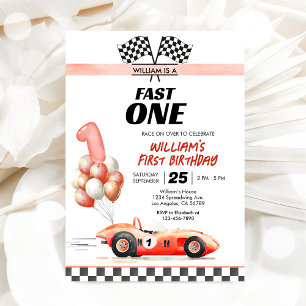 Invitación de Cumpleaños Número 1 de Coche de Carr