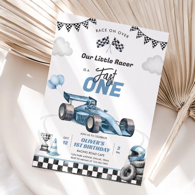 Invitación de cumpleaños número 1 de coche de carr (Subido por el creador)