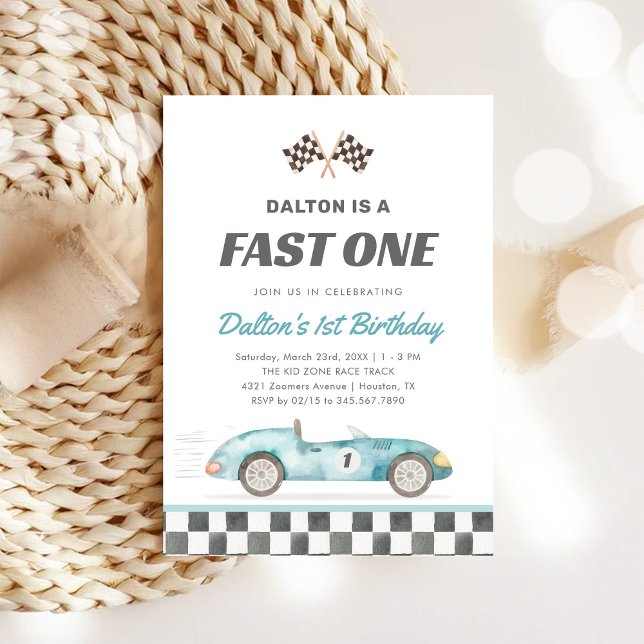 Invitación de cumpleaños número 1 de coche de carr (Subido por el creador)