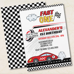 Invitación de cumpleaños número 1 de coche de carr