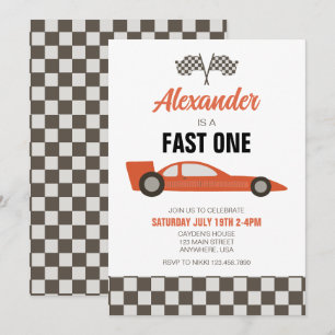 Invitación de cumpleaños número 1 de coche de carr