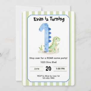 Invitación de cumpleaños número 1 de dinosaurio ed