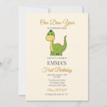 Invitación de cumpleaños número 1 de dinosaurio li