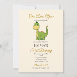 Invitación de cumpleaños número 1 de dinosaurio li