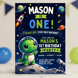 Invitación de cumpleaños número 1 de dinosaurio ni