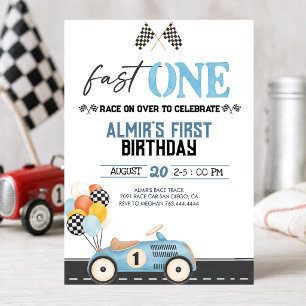 Invitación de cumpleaños número 1 de Fast One Boy