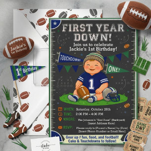 Invitación de cumpleaños número 1 de fútbol americ