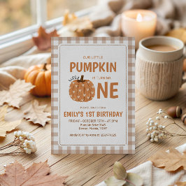 Invitación de cumpleaños número 1 de Gingham Littl