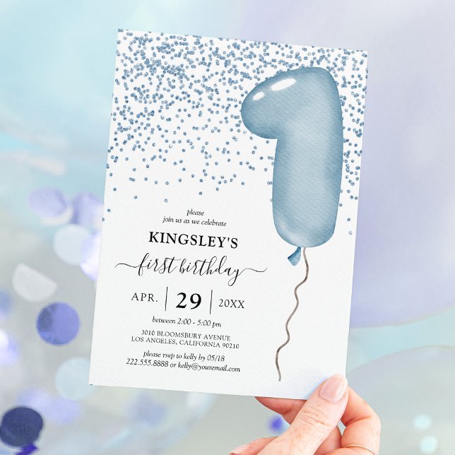 Invitación de cumpleaños número 1 de Globo Azul (Subido por el creador)