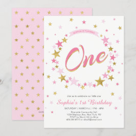 Invitación de cumpleaños número 1 de Gold Star | N
