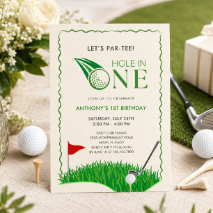 Invitación de cumpleaños número 1 de golf Hole In