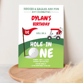 Invitación de cumpleaños número 1 de golf Hole In 