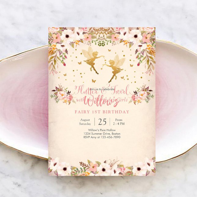 Invitación de cumpleaños número 1 de hada (Subido por el creador)