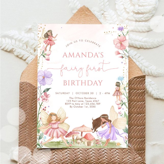 Invitación de cumpleaños número 1 de Hada de Flor  (Subido por el creador)