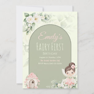 Invitación de cumpleaños número 1 de hada de flor