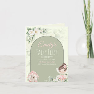 Invitación de cumpleaños número 1 de hada de flor 