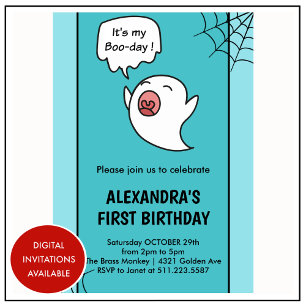 invitación de cumpleaños número 1 de Halloween ara