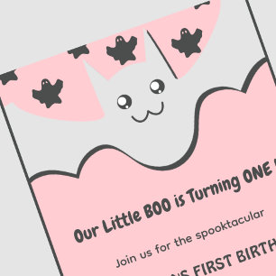 Invitación de cumpleaños número 1 de Halloween Fan