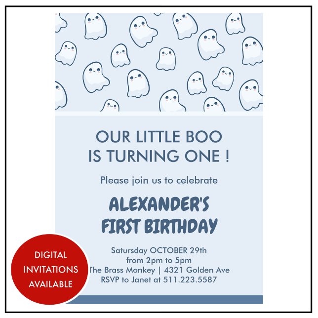 invitación de cumpleaños número 1 de Halloween fan (Halloween-1st-birthday-invitation-ghost-little-boo-1)