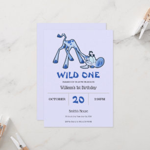 Invitación de cumpleaños número 1 de jirafa con ma