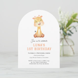 Invitación de cumpleaños número 1 de jirafa linda 