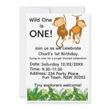 Invitación de cumpleaños número 1 de la selva | Sa
