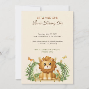 Invitación de cumpleaños número 1 de Little Lion W