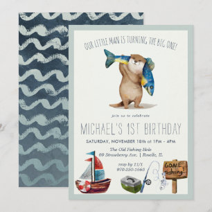 Invitación de cumpleaños número 1 de Little Otter 