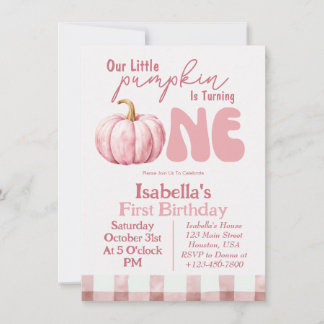 Invitación de cumpleaños número 1 de Little Pumpki