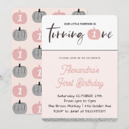 Invitación de cumpleaños número 1 de Little Pumpki