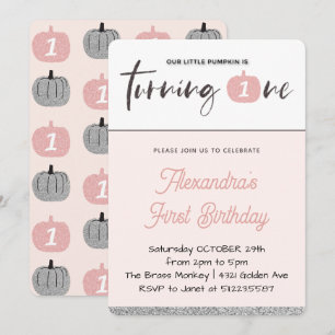 Invitación de cumpleaños número 1 de Little Pumpki