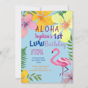 Invitación de cumpleaños número 1 de Luau Girl