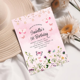 Invitación de cumpleaños número 1 de Mariposa de F