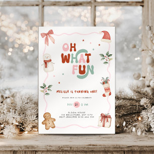 Invitación de cumpleaños número 1 de Navidad Oh Qu