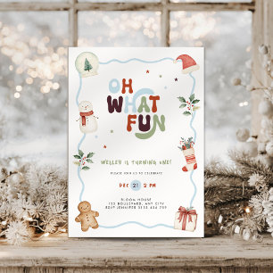 Invitación de cumpleaños número 1 de Navidad Oh Qu