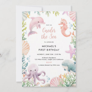 Invitación de cumpleaños número 1 de niña bajo el