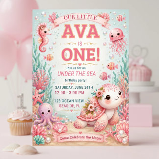 Invitación de cumpleaños número 1 de niña bajo la