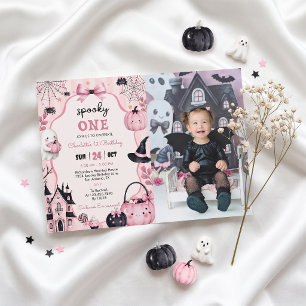 Invitación de cumpleaños número 1 de niña con cala