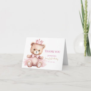 Invitación de cumpleaños número 1 de niña con oso 