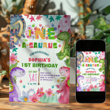 Invitación de cumpleaños número 1 de niña linda di