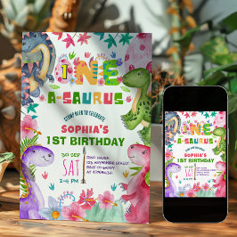Invitación de cumpleaños número 1 de niña linda di