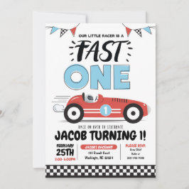 Invitación de cumpleaños número 1 de Niño Auto Roj