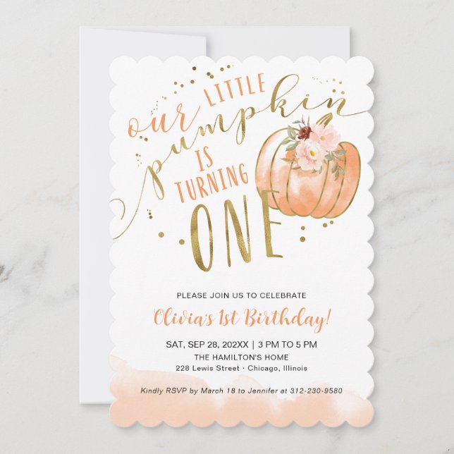 Invitación de cumpleaños número 1 de Nuestra Peque (Anverso)