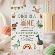 Invitación de cumpleaños número 1 de ONE-a-saurus