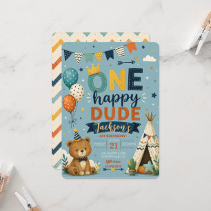 Invitación de cumpleaños número 1 de One Happy Dud