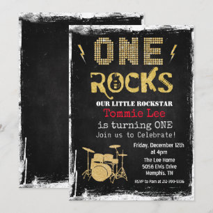 Invitación de cumpleaños número 1 de One Rocks Roc