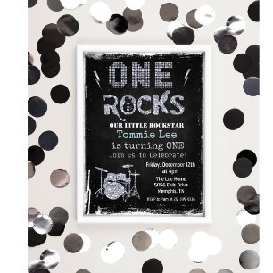 Invitación de cumpleaños número 1 de One Rocks Roc
